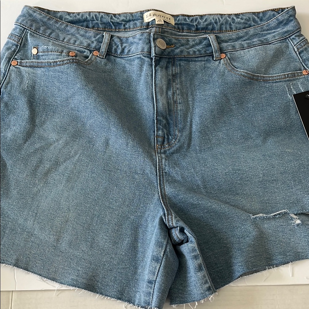 Eloquii Blue Jean Shorts Classic Mid-Thigh Length
